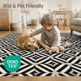 thumbnail image 4 of ODIKA 4'x6' Black Ivory Geometric Elegance Washable Area Rug Dynamic Handwoven Two-Tone Pattern Design for Dorm Room, Small Living Stain Resistant Low Profile, Easy Care, 4 of 7