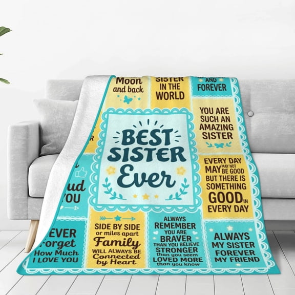 Sister Blanket, Birthday Gift Blanket for Sister, Adult Sister Gifts from Sis Brother, Soft Flannel Cozy Throw Blanket 50x40