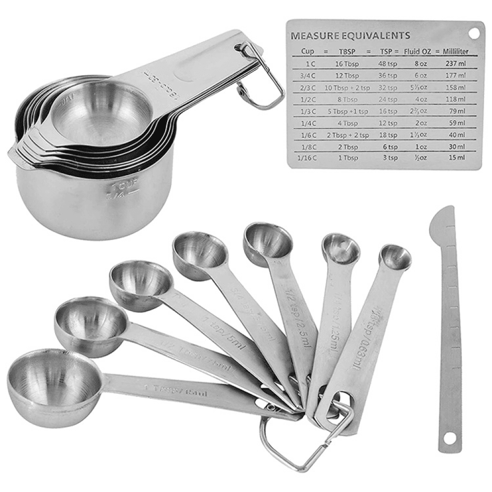 Stainless Steel Measuring Cups And Spoons Set Of 7 Cup & 7 Spoon