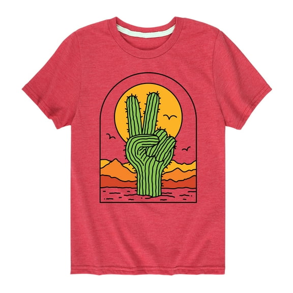 Instant Message - Cactus Peace Sign - Toddler & Youth Short Sleeve Graphic T-Shirt