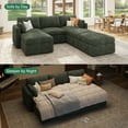 thumbnail image 3 of HONBAY Modular Sectional Sofa Bed with Storage, Cloud Chenille Upholstered Sleeper Couch for Living Room, Green, 3 of 9