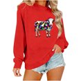 thumbnail image 2 of Nmnitkp Sweatshirt For Women Round Neck Hoodless Christmas Printed Casual Loose Sweatshirt Red,XL, 2 of 6