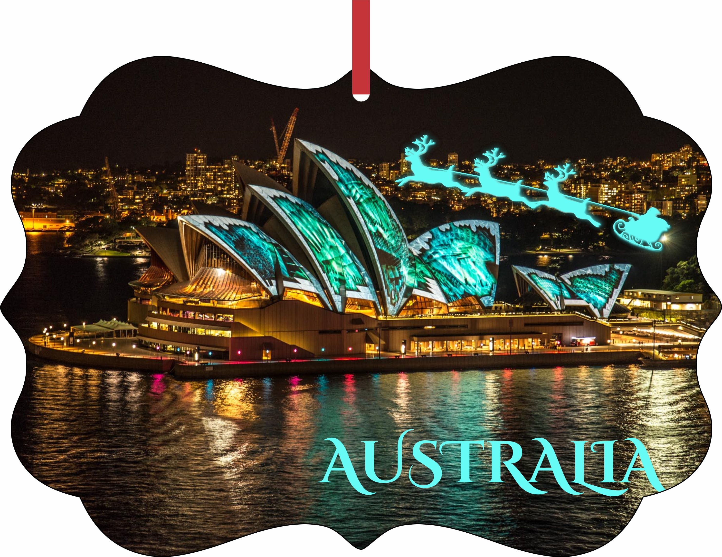 Santa and Sleigh Over The Sydney Opera House, Australia Christmas