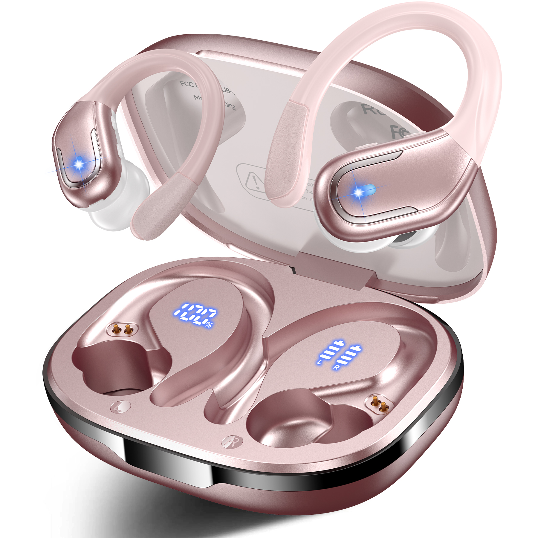 VEAT00L Wireless Earbud, 80Hrs Bluetooth 5.3 Headphones IP7 Waterproof for Sport, Running Wireless Earphones with ENC Noise Cancelling Mics, Deep Bass Over Ear bud with Earhooks for Android, iOS