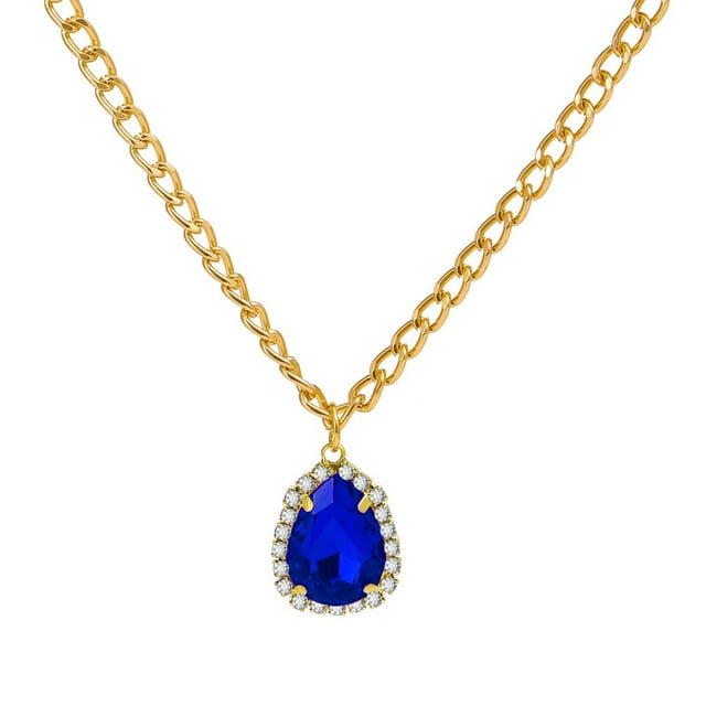 Retro Micro-set Zircon Water Drop Pendant Necklace Light Luxury Rhinestone Collarbone Chain Necklace Women