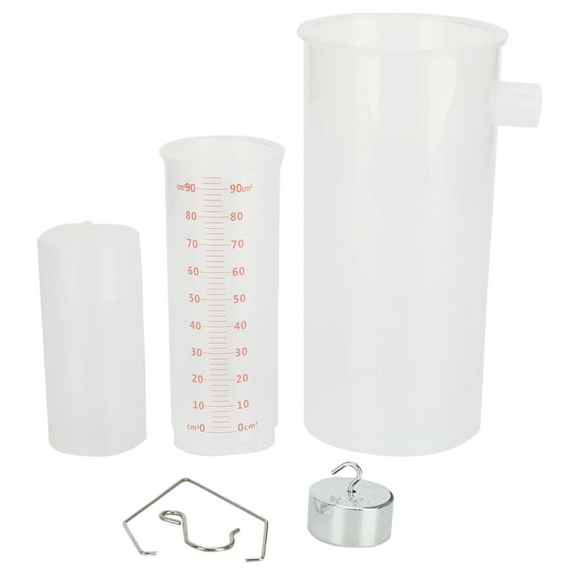 Principio de Arquímedes vaso de desbordamiento tubo de medición experimentador de física herramientas de enseñanza