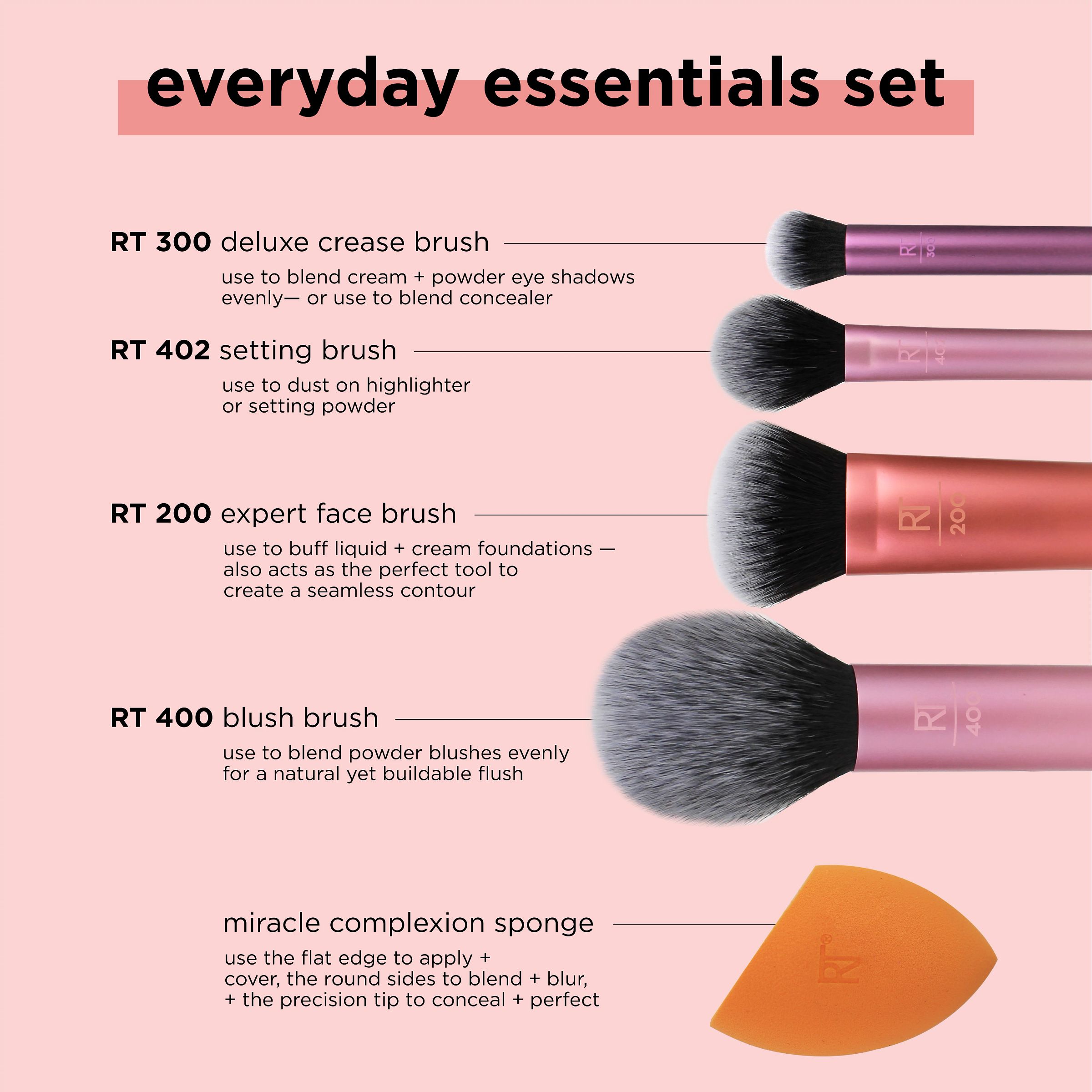 Real Techniques Everyday Essentials Kit, Makeup Brush & Beauty Sponge Set, 5 Piece Set - image 5 of 20