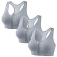 thumbnail image 2 of Sentmoon Comfortable Bras for Women Everyday Bras 3 Pack Front Zipper Sports Bra Underwire Support Breathable Soft Stretch Back Gather Design Secure Fit Workout Running Gym Active Bra for Training, 2 of 7