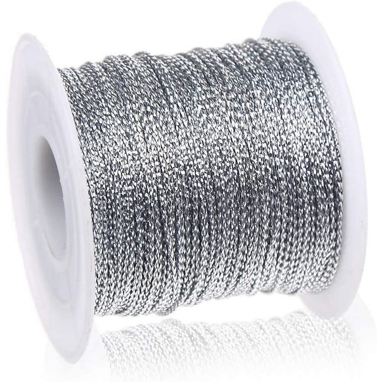 1mm Metallic Silver Cord String Non Stretch Thread for Jewelry