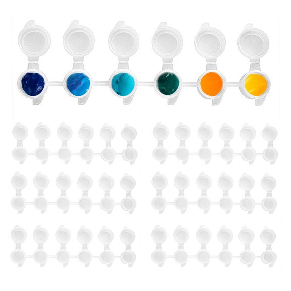 12 Strips Mini Paint Pot Plastic Storage Containers Painting Cup Pot 5ml