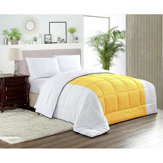 Twin/Twin XL Comforter Contrast Golden Luxurious Comforter with Pillowcases & Premium Piping