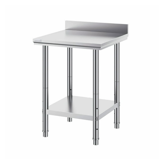 Stainless Steel Work Table 24x24 inch Commercial Kitchen Prep Table - Heavy Duty Restaurant Workbench with Adjustable Shelves
