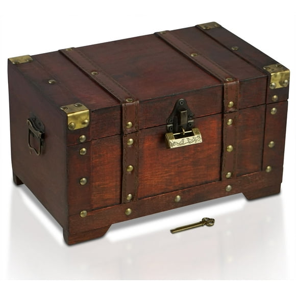 Brynnberg Miami 11""x6.7""x6.3"" Treasure Chest Storage Box - Lockable Wooden Decor