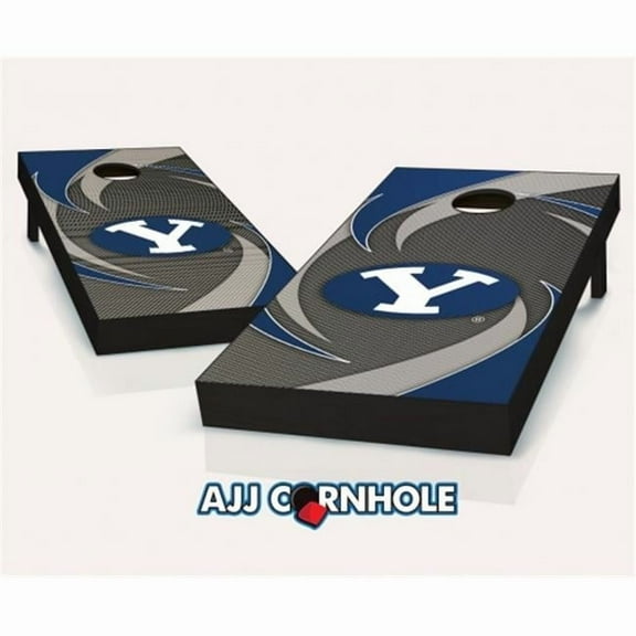 AJJCornhole  BYU Cougars Swoosh Theme Cornhole Set with Bags - 8 x 24 x 48 in.
