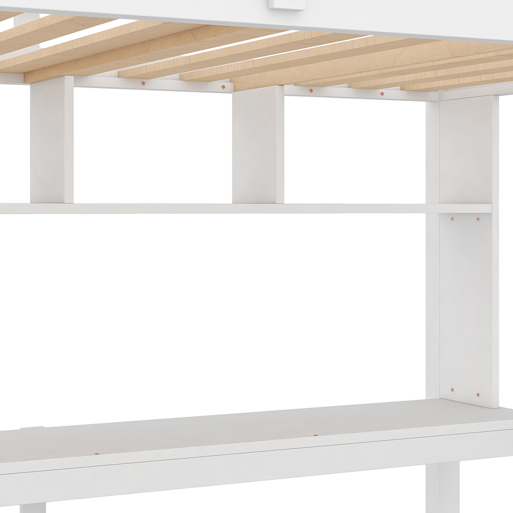 Kadyn Twin Size Loft Bed with Convenient Desk/Shelves/Ladder, White