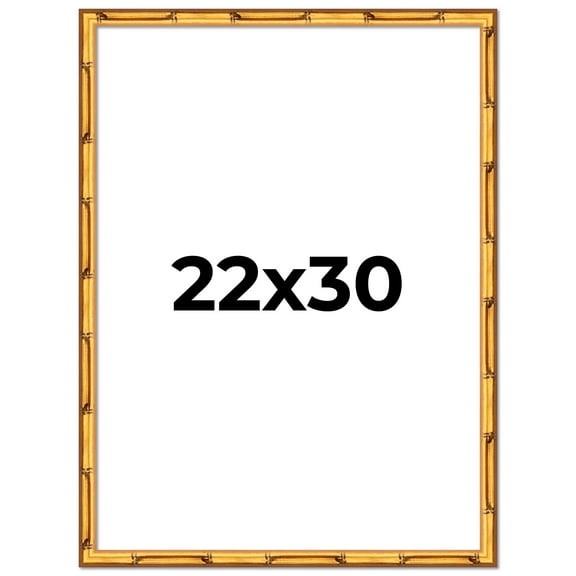 22x30 Frame Gold Bamboo Solid Wood Picture Frame | 0.75 Inch Moulding Width | Interior Frame Depth