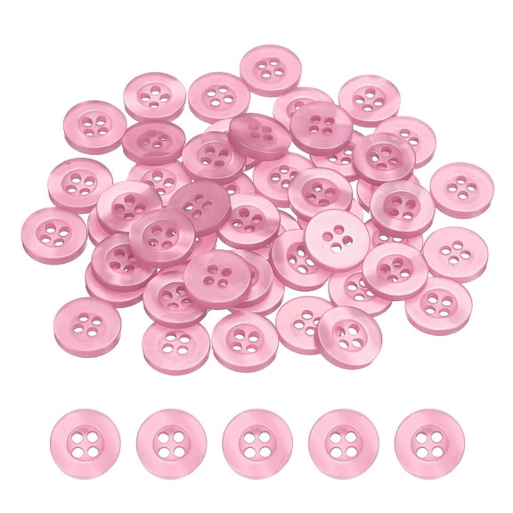 Uxcell 50pcs Sewing Button 11.5mm 4 Holes Resin Round Craft Buttons, Peach Pink