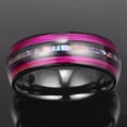 thumbnail image 4 of 8mm Mens Rings Abalone Shell Black Tungsten Carbide Wedding Band with Red Guitar String Inlay Dome Style, 4 of 5