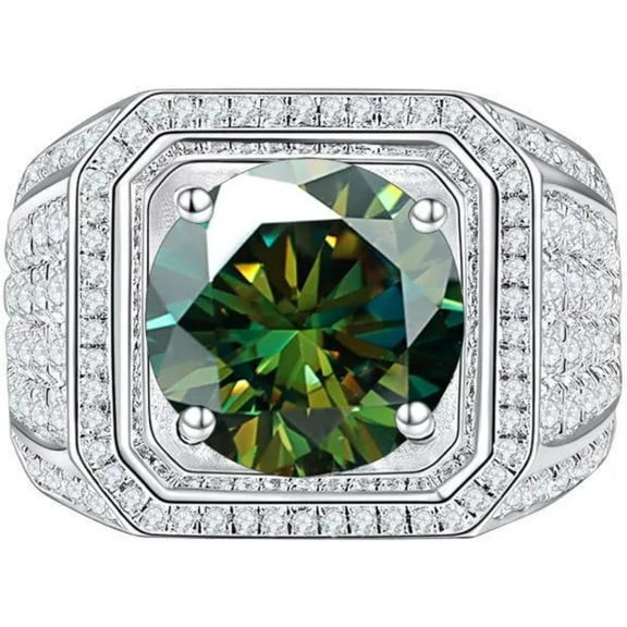 2 Carat Moissanite Engagement Rings for Men D Color VVS1 Men Wedding Rings Round Cut Yellow/Pink/Blue Moissanite Rings with Certificate