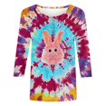 thumbnail image 4 of Liquidation d'Été Staron Hauts d'Été pour Femmes T-Shirts Basiques de Pâques Blouses à Col Rond Tendance Graphiques d'Été Manches 3/4 Mode Décontractée T-Shirts, 4 of 5