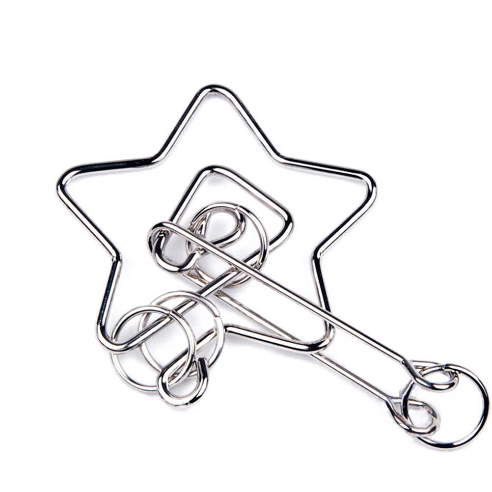 Pentacle Metal Ring Puzzle Brain Teaser Metal Wire Educational Toy Useful GX 