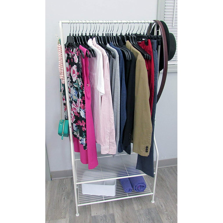 Hanger Central Recycled Black Heavy Duty Plastic Pants & Skirt Bottom Hangers with Plastic Extra Long Pinch Clips and Polished Metal Swivel Hooks, 12