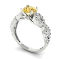 thumbnail image 2 of Solitaire with Accents Engagement Ring for Women - 1.42ct Simulated Yellow Diamond in 18K White Gold Promise Ring, 2 of 6