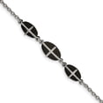 thumbnail image 2 of Chisel  Stainless Steel Polished Black IP-plated 7 Inch with 1-inch Extension Cross Bracelet, 2 of 5
