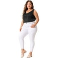thumbnail image 3 of DARING DIVA Women's Plus Silk Satin Tank Top V Neck Cami Blouse 1X Black, 3 of 6