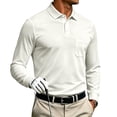 thumbnail image 5 of Fabrcox S-4XL Men's Long Sleeve Polo Shirts with Pockets Collared Men's Work Shirts Office Casual Plain Regular Fit Athletic Men's Golf Shirts Beige XL, 5 of 8