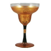Set of 2 Gold & Black Swirls and Dots Hand Painted Margarita Glasses 12 Ounces by Crafted Creations