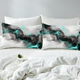 thumbnail image 5 of Black and Grey Teal King Sheets Marble Aesthetic Bed Set, Modern Marbling Bed Sheets Set Watercolor Foil Print Sheet Set, Stone Pattern Bedding Set, 5 of 7