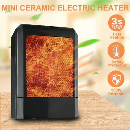 

JahyShow 500W Portable Mini Ceramic Electric Heater Inside No Radiation Heating Fan Fast Great for Home and Office
