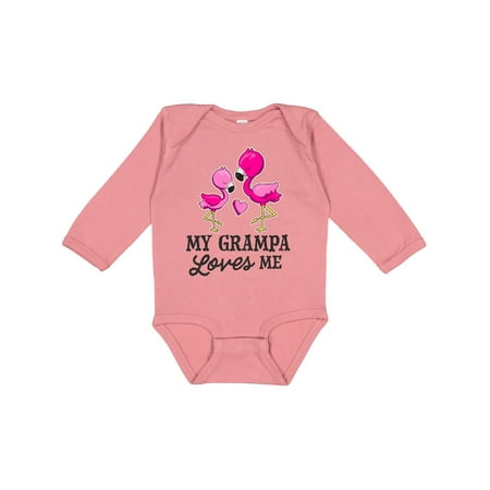 

Inktastic My Grampa Loves me with Two Flamingos Gift Baby Boy or Baby Girl Long Sleeve Bodysuit