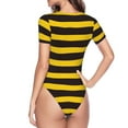 thumbnail image 4 of Haiem Bee Stripe Women's Crew Neck Short Sleeve Bodysuit Tops Stretchy Slim Basic-Medium, 4 of 9