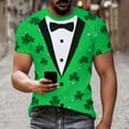 thumbnail image 3 of St Patricks Day Shirt Men Short Sleeve Round Neck Tops Irish Shamrock Green Graphic Tees Novelty 3D Print T-Shirt Summer Basic Shirts, 3 of 8