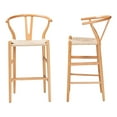 thumbnail image 4 of Baxton Studio Paxton Bar Stool, Beige and Oak Brown, Set of 2, 4 of 9