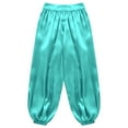 thumbnail image 2 of iiniim Kids Girls Satin Belly Dance Harem Wide Leg Trousers Palazzo Pants Bloomer Dancewear Light Green 8, 2 of 7