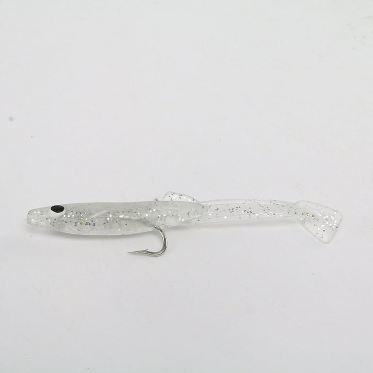 6 Pcs/Lot Soft Glow Eel Lures Silicone Artificial Eel Fishing Baits Sea Bass  Pike Grouper Head Tackle silver 