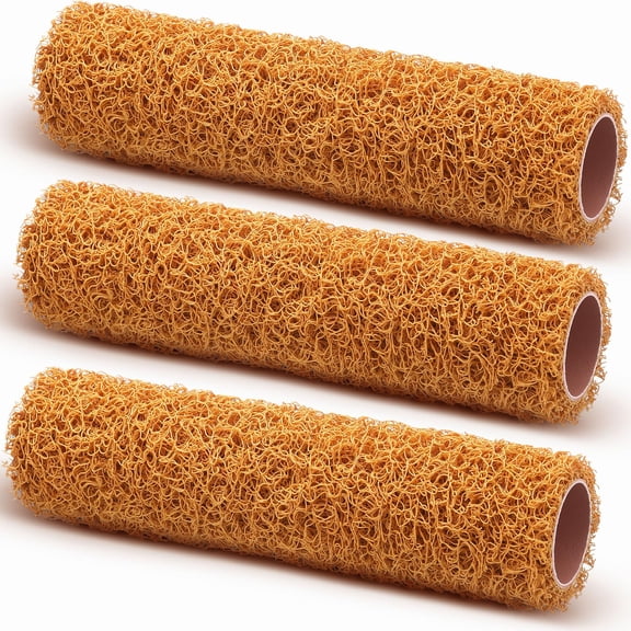 Lsupdaol 3 Pcs 9 Inch Textured Paint Roller Set Small Textured Roller Brown for Painting Walls Popcorn Ceiling Home Improvement Paint Supplies, Tan
