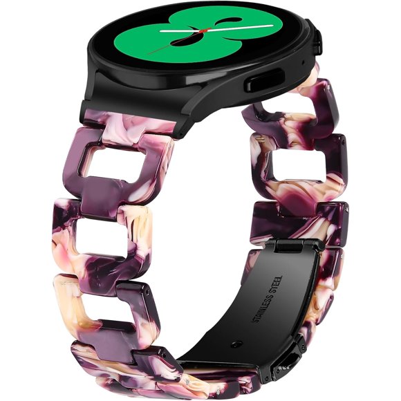 MYKOMI Resin Band Compatible with Samsung Galaxy Watch 6 5 4 Band 44mm 40mm/Watch 5 Pro Band 45mm/Galaxy Watch 6 Classic Band 43mm 47mm,Seamless Quick Release headband Strap for women men