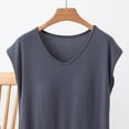 thumbnail image 4 of QSXADF Pajama Tops For Women Sleep Shirt Pajama Shirt Sleeveless Crew Neck Lightweight Ruffle Women Summer Pajamas Soft Loungewear, 4 of 5