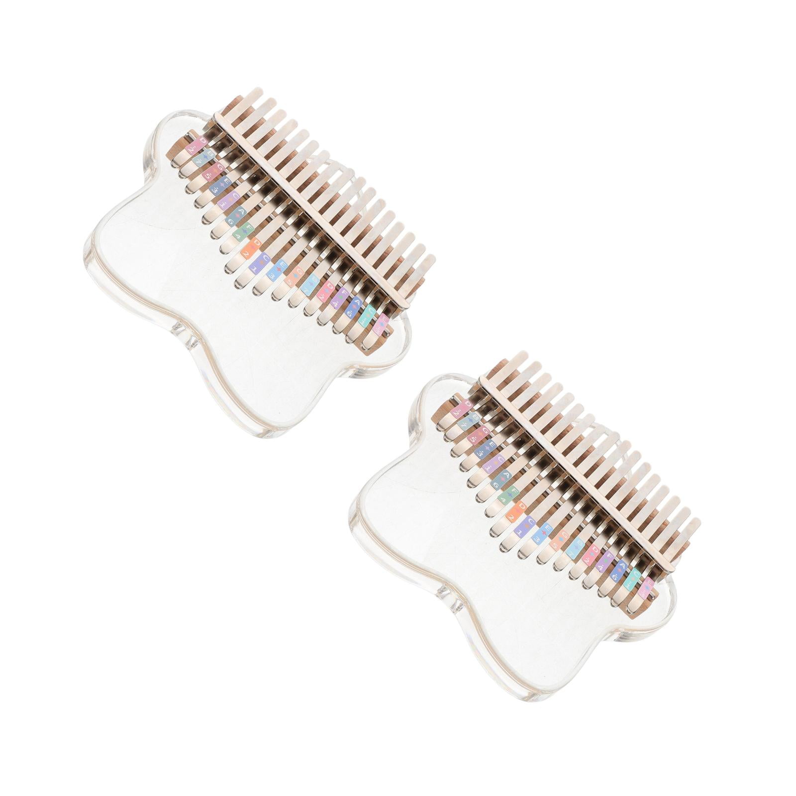 Masteelf 2pcs Acrylic Thumb Piano Transparent 17-Key Kalimba Portable Finger Piano with Tuning Hammer Delicate Carving Pattern Kalimba Exquisite Music Instrument