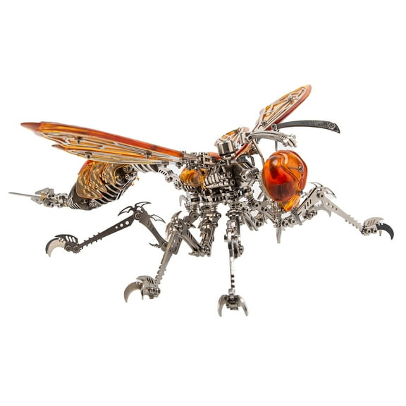 3D Metal Puzzle Model Kit, 420PCS Metal Assembly Steampunk Wasp with LED Illuminated, Creative Desk Art Decorations for Home & Offices