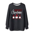 thumbnail image 2 of Ladies' Christmas Printed Round Neck Long Sleeved T-shirt Sweatshirt Top, Merry Christmas Themed Fall Winter Casual Wear with Comfort Fit for Daily Use,Black,L, 2 of 5