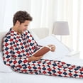 thumbnail image 6 of Sikiie Blue And Red Diamond Print Mens Pajama Set, Soft Warm Long Sleeve Sleepwear, Cozy Button-Down Pjs for Men-X-Large, 6 of 7