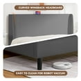 thumbnail image 6 of COMHOMA King Bed Frame with Type-C & USB, Upholstered Bed Frame with 51" High Headboard Tall, White Bed Frame with Wood Slat Support, Wingback Headboard,Grey, 6 of 9