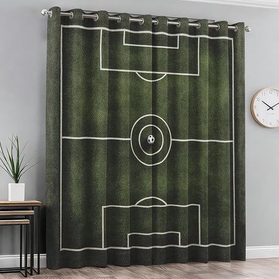 Football Field Blackout Curtains & Home Decor, Soccer Curtains Bedroom Living Room Decor, Boys Teens Thermal Insulated Grommet Drapes 26"W x 54"L (Pack of 2)
