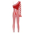 thumbnail image 2 of YONGHS Womens One Shoulder Candy Cane Striped Jumpsuit Christmas Bodysuits Gymnastics Leotard Red S, 2 of 7