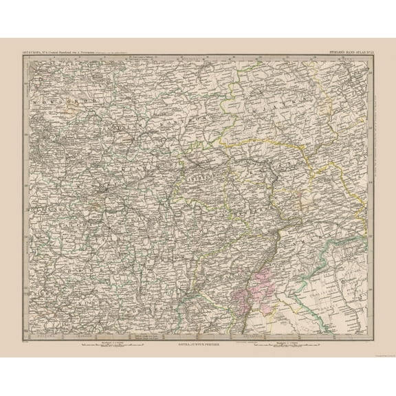 Historic Map - Russia European - Stieler 1885 - Vintage Wall Art